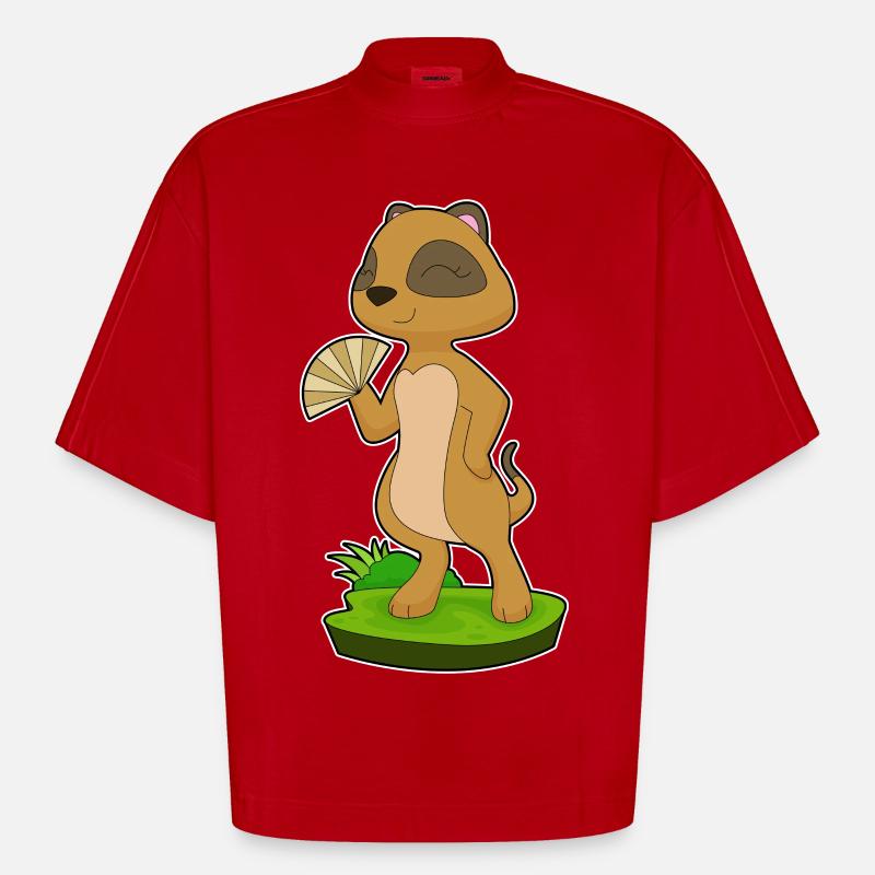 Erdmännchen Handventilator - Heavyweight Oversized Organic Boxy T-Shirt Made in EU - Rot