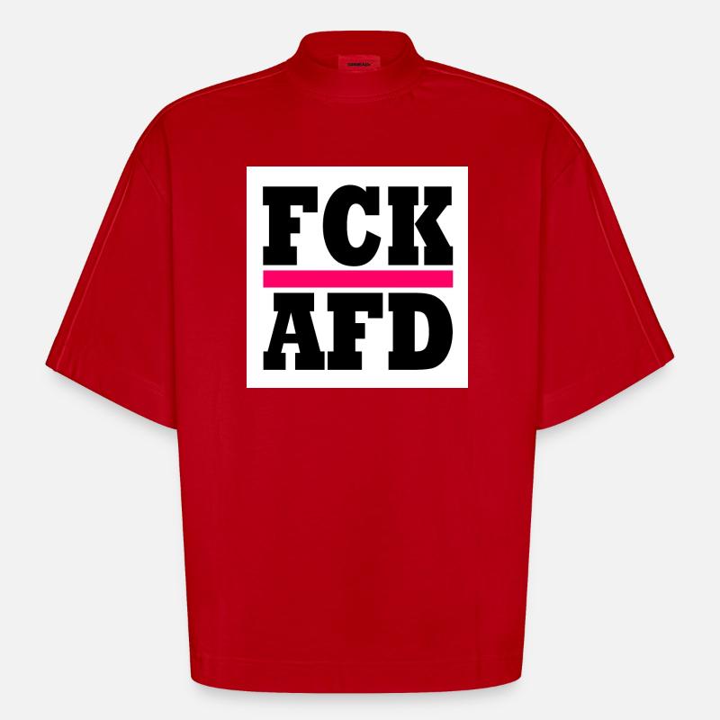 Fck afd - Heavyweight Oversized Organic Boxy T-Shirt Made in EU - Rot