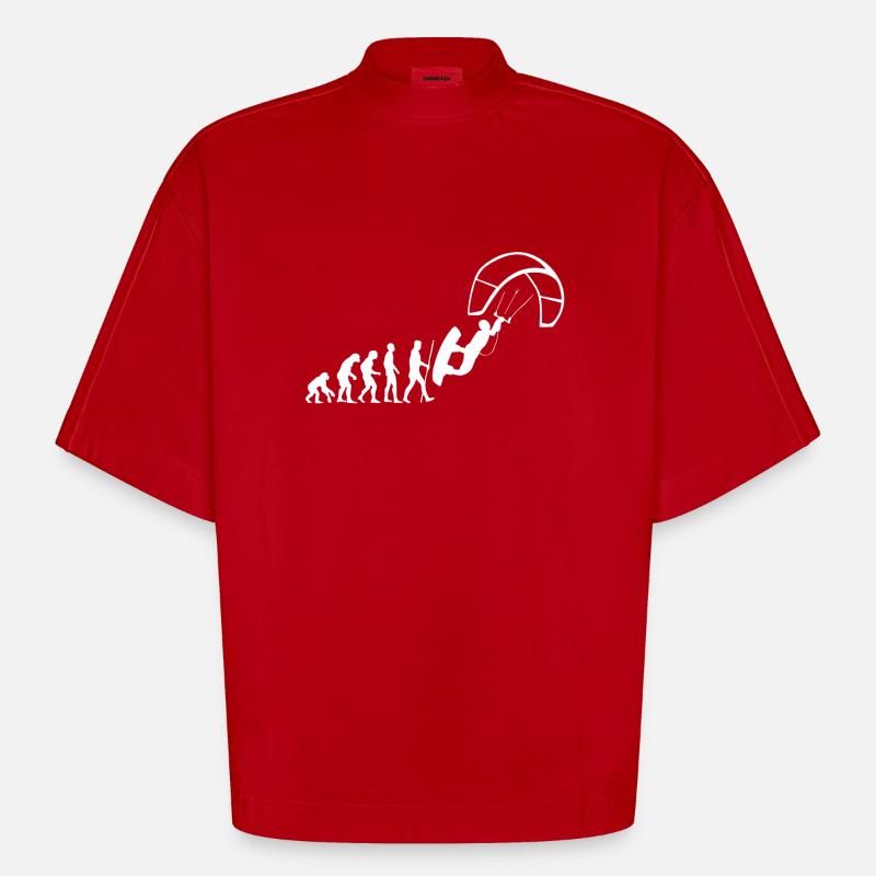 Évolution du cerf-volant - T-shirt bio épais oversize Boxy fabriqué en UE - rouge