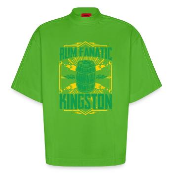 T-shirt Rum Fanatique - Kingston, Jamaïque - T-shirt bio épais oversize Boxy fabriqué en UE - Apple Neon - Devant