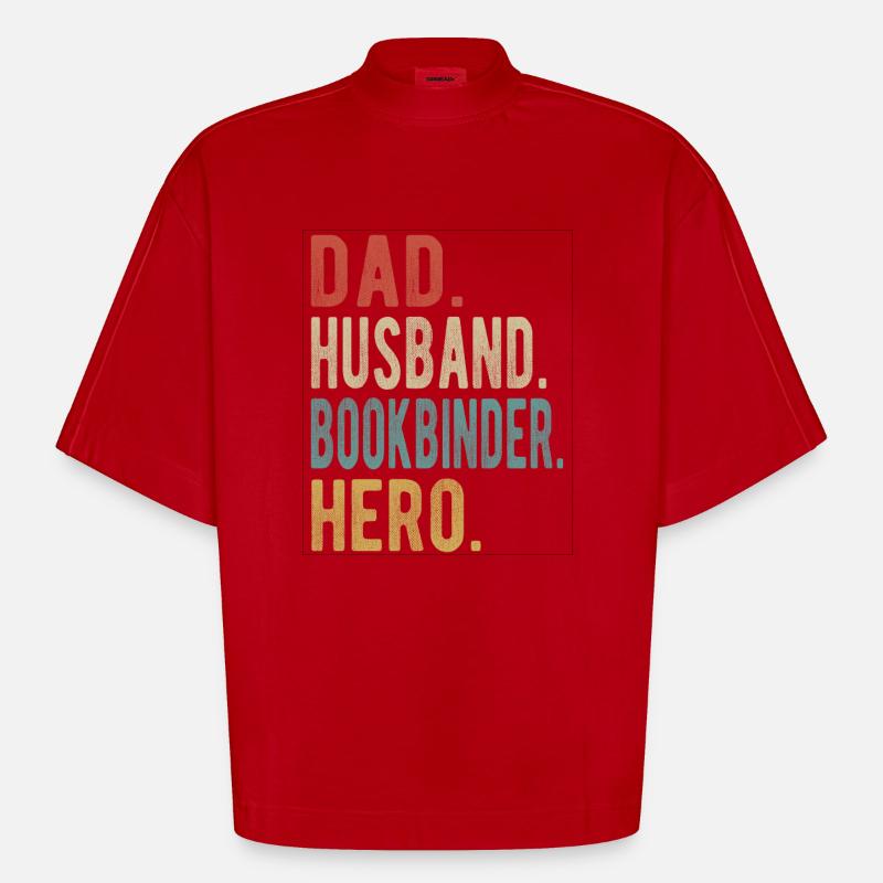 Buchbinder Papa Ehemann Held - Heavyweight Oversized Organic Boxy T-Shirt Made in EU - Rot