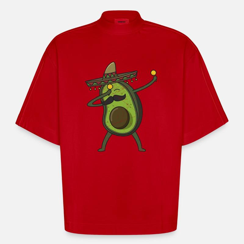 Avocado - Dab Pose - Dabbing - Geschenk - Heavyweight Oversized Organic Boxy T-Shirt Made in EU - Rot