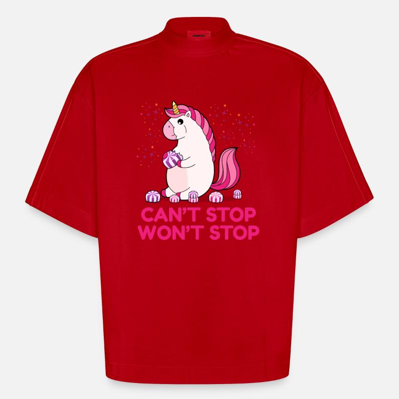 Impossible d'arrêter ne s'arrêtera pas - T-shirt bio épais oversize Boxy fabriqué en UE - rouge