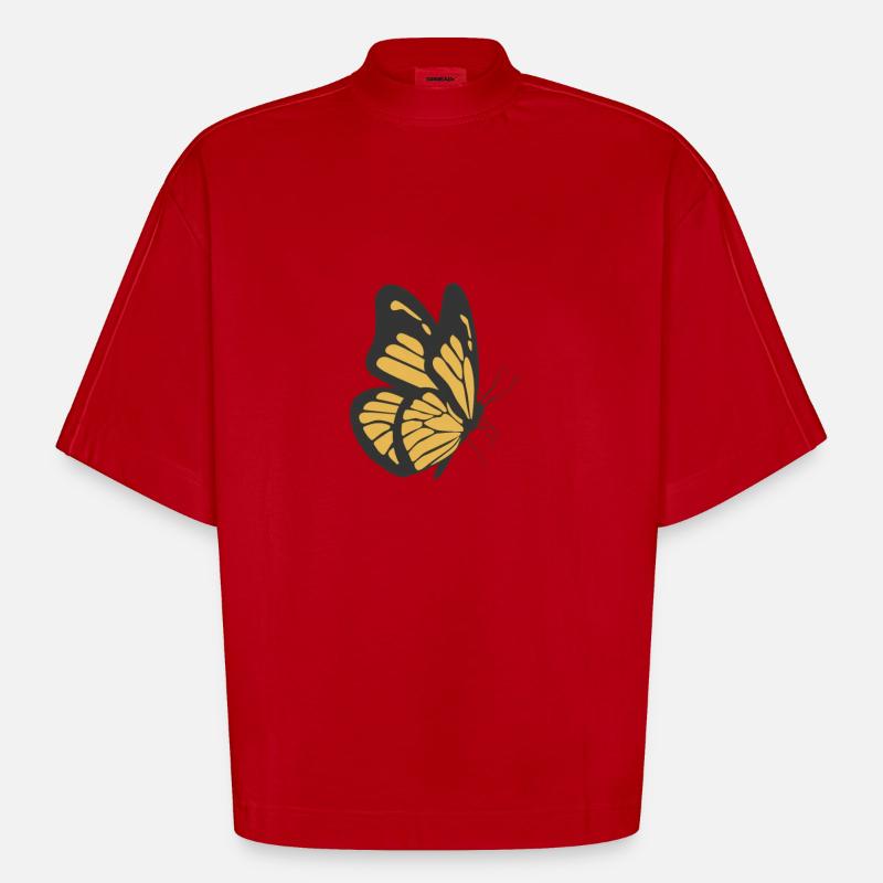 Farfalla Farfalla gialla - Maglietta boxy ecologica oversize Heavyweight Made in UE - rosso