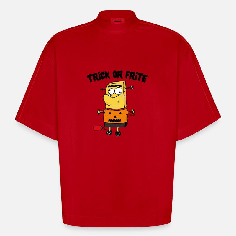 Trick oder frittiert! - Heavyweight Oversized Organic Boxy T-Shirt Made in EU - Rot