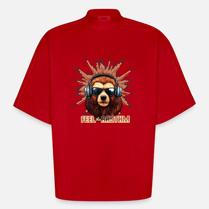 Feel the Rhythm - Heavyweight Oversized Organic Boxy T-Shirt Made in EU - red