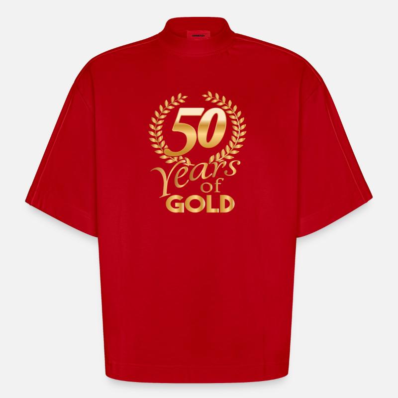 Anni d'oro 50 anni d'oro camicia - Maglietta boxy ecologica oversize Heavyweight Made in UE - rosso