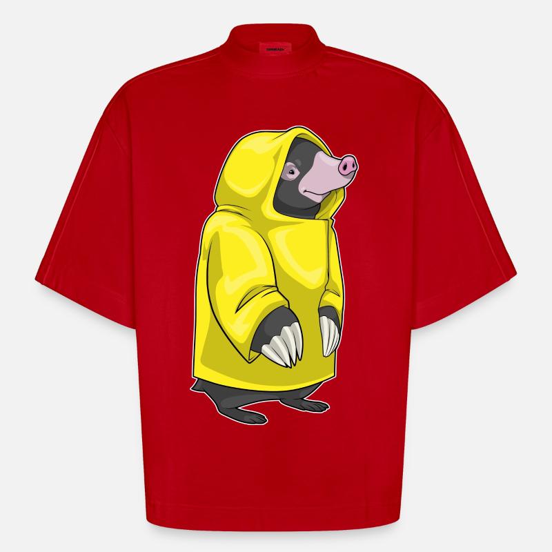 Mole Rain Rain Jacket - Heavyweight Oversized Organic Boxy T-Shirt Made in EU - red