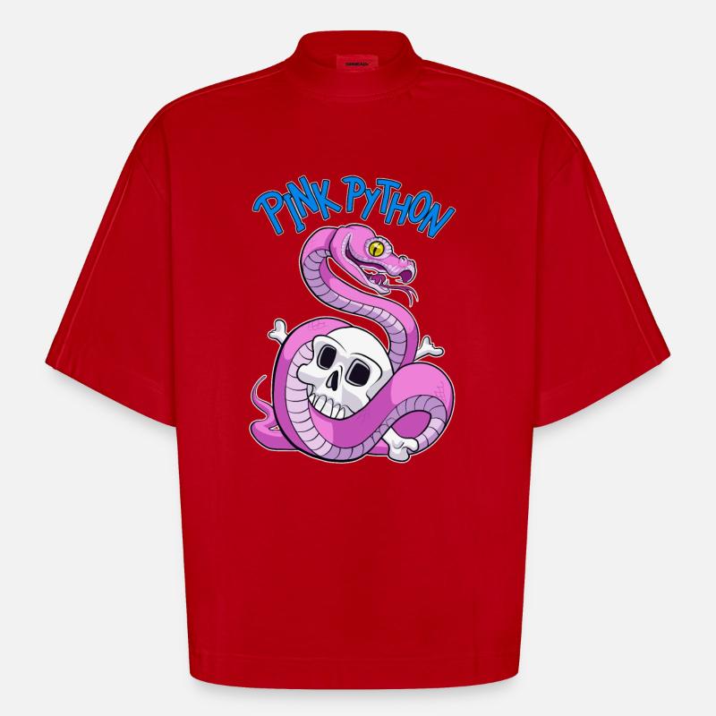 Pink Python (Blue) - T-shirt bio épais oversize Boxy fabriqué en UE - rouge