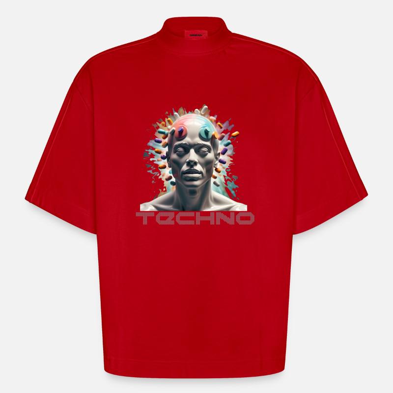 Techno Drogen Geschenk Geschenkidee - Heavyweight Oversized Organic Boxy T-Shirt Made in EU - Rot