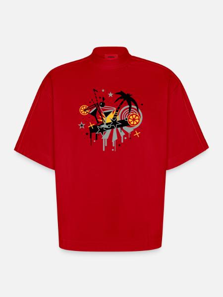 cocktail_bar - Heavyweight Oversized Organic Boxy T-Shirt Made in EU - red
