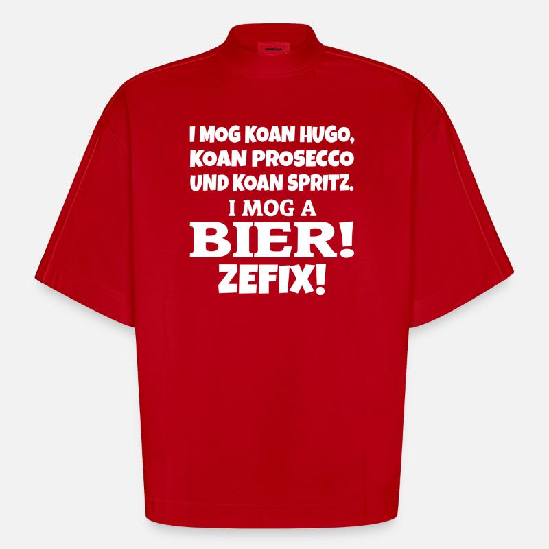 I mog a Bier - Heavyweight Oversized Organic Boxy T-Shirt Made in EU - Rot