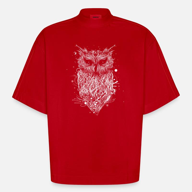 mysteriöse Eule - Heavyweight Oversized Organic Boxy T-Shirt Made in EU - Rot