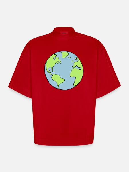 earth - Heavyweight Oversized Organic Boxy T-Shirt Made in EU - red