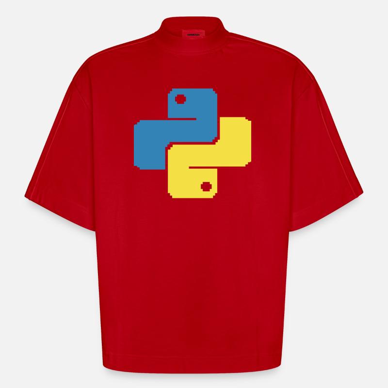 Python Pixelart - Heavyweight Oversized Organic Boxy T-Shirt Made in EU - Rot
