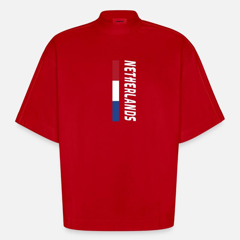 Netherlands / Gift / Gift Idea - Heavyweight Oversized Organic Boxy T-Shirt Made in EU - red