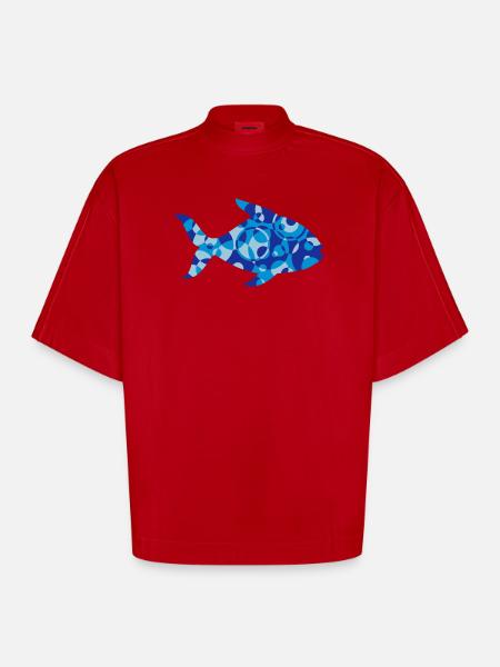 Fisk former og mønstre - Heavyweight oversized organic boxy T-shirt made in EU - rød