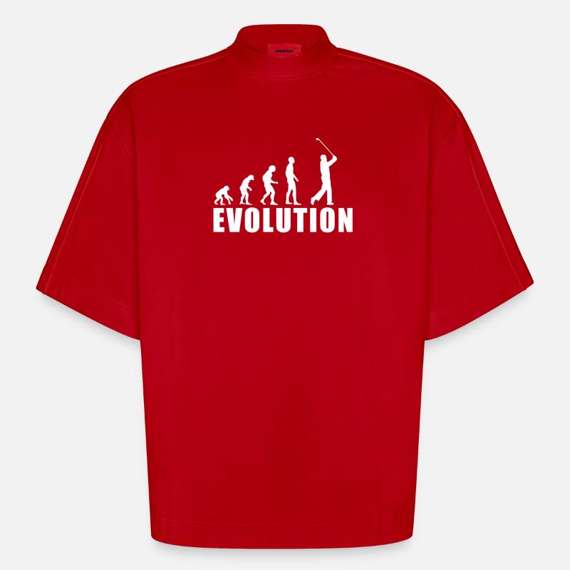 EVOLUTION GOLF golfer golf club gift - Heavyweight Oversized Organic Boxy T-Shirt Made in EU - red