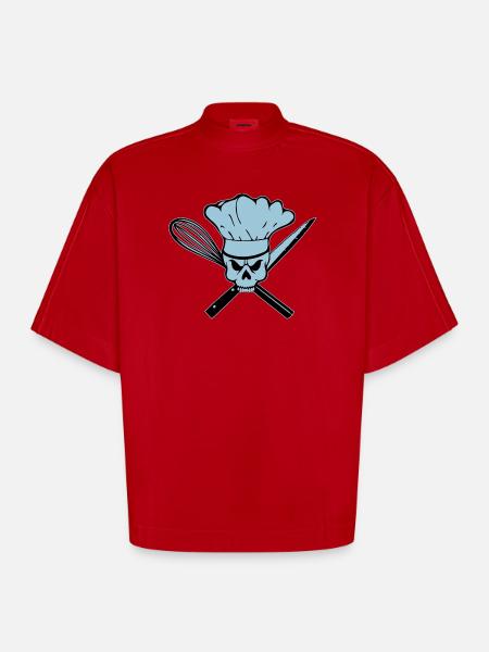 Koch Pirat oder Rebell Totenkopf - Heavyweight Oversized Organic Boxy T-Shirt Made in EU - Rot