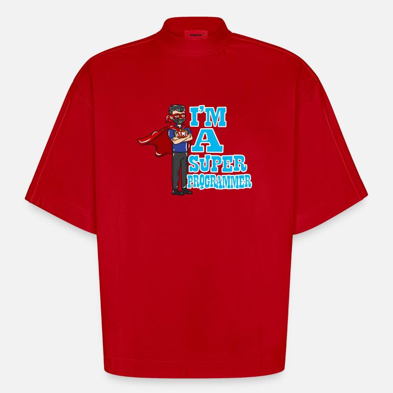 Programmer computer science gift - Heavyweight Oversized Organic Boxy T-Shirt Made in EU - red