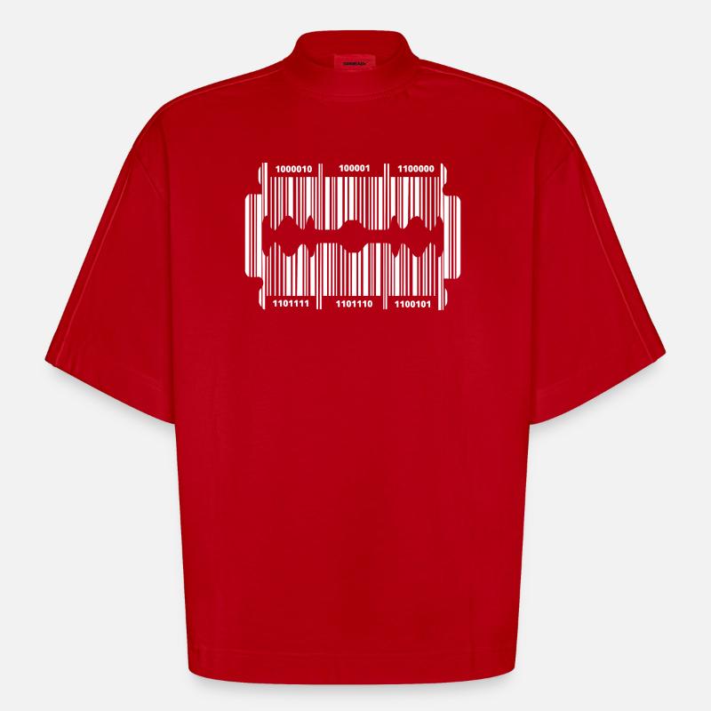 Lame de rasoir avec code - T-shirt bio épais oversize Boxy fabriqué en UE - rouge