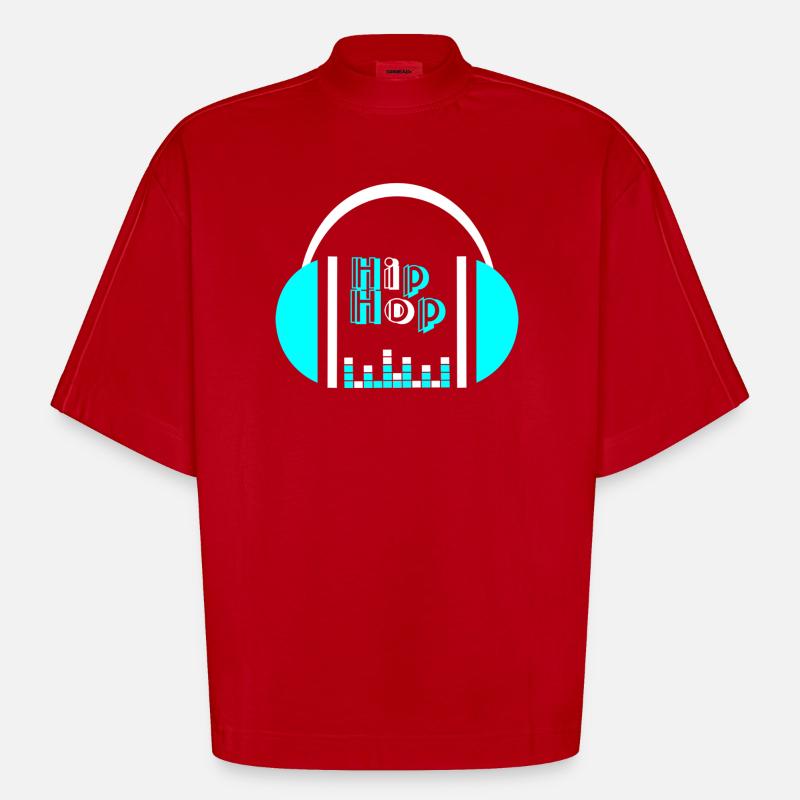 Neonkopfhörer mit Equalizer-Design - Heavyweight Oversized Organic Boxy T-Shirt Made in EU - Rot