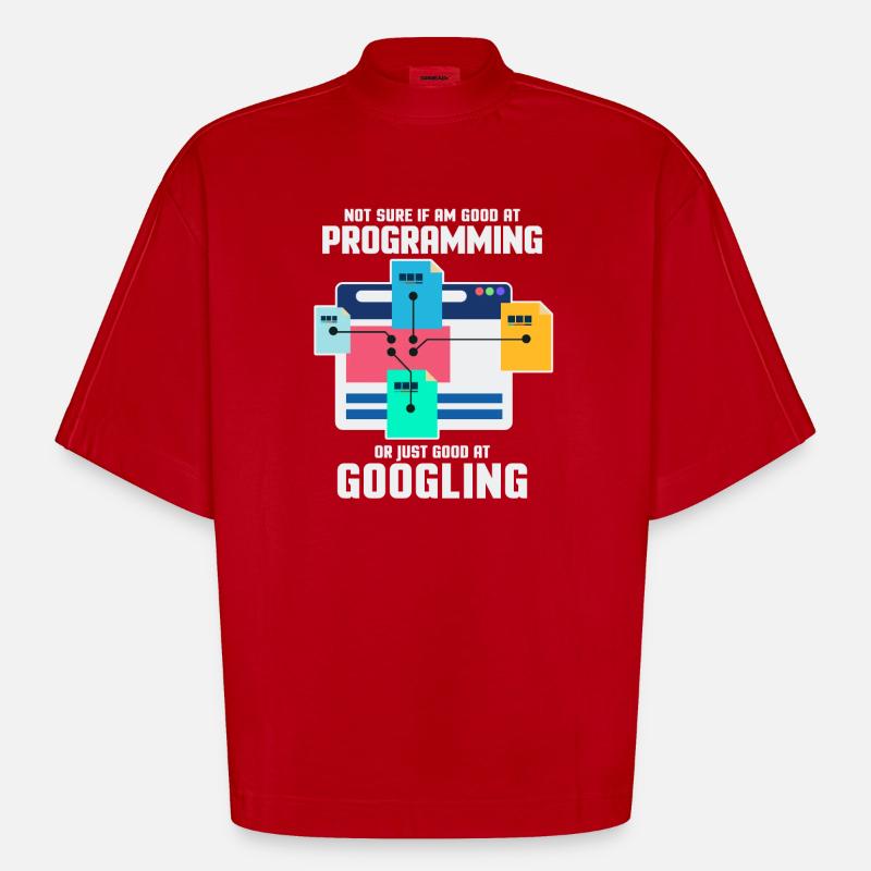 Programmeur Programmation Informatique Cadeau - T-shirt bio épais oversize Boxy fabriqué en UE - rouge