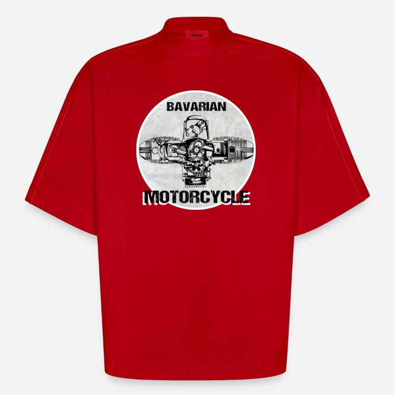 Moteur de boxe Bavarian Motorcycle - T-shirt bio épais oversize Boxy fabriqué en UE - rouge
