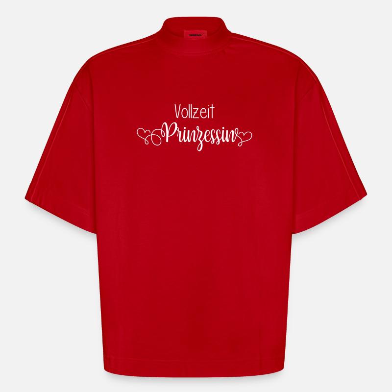 Princesse à temps plein - T-shirt bio épais oversize Boxy fabriqué en UE - rouge