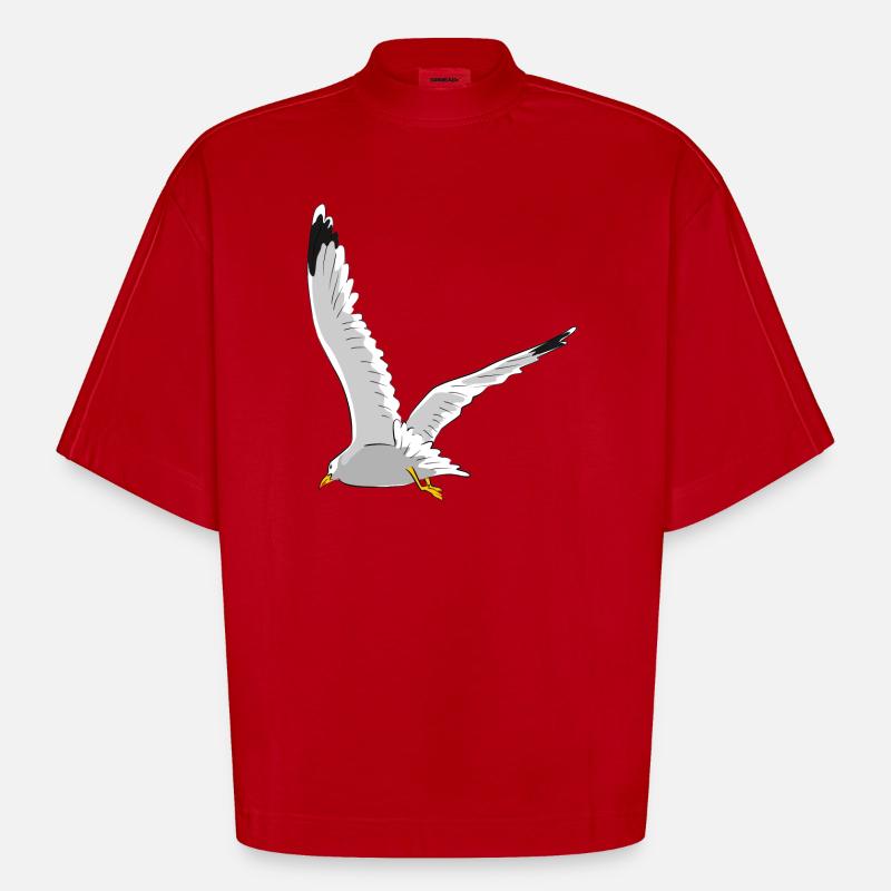 Möwe im Flug - Heavyweight Oversized Organic Boxy T-Shirt Made in EU - Rot