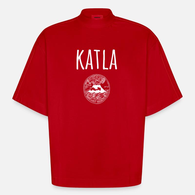 Katla Souvenir Vulkan - Heavyweight Oversized Organic Boxy T-Shirt Made in EU - Rot