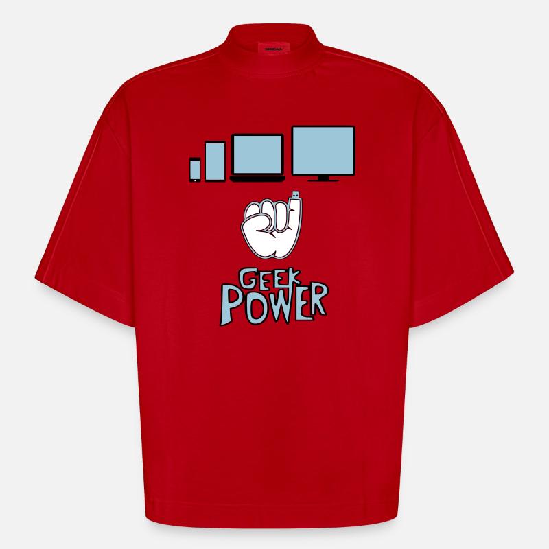 Geek - Heavyweight Oversized Organic Boxy T-Shirt Made in EU - red