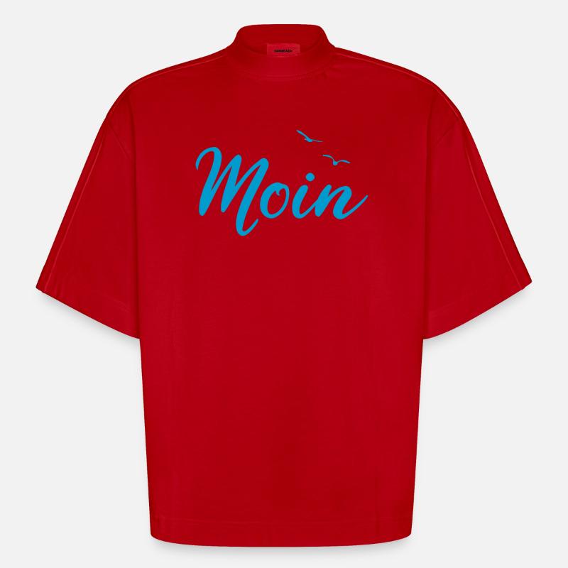 Moin - Spruch Design Geschenk - Heavyweight Oversized Organic Boxy T-Shirt Made in EU - Rot