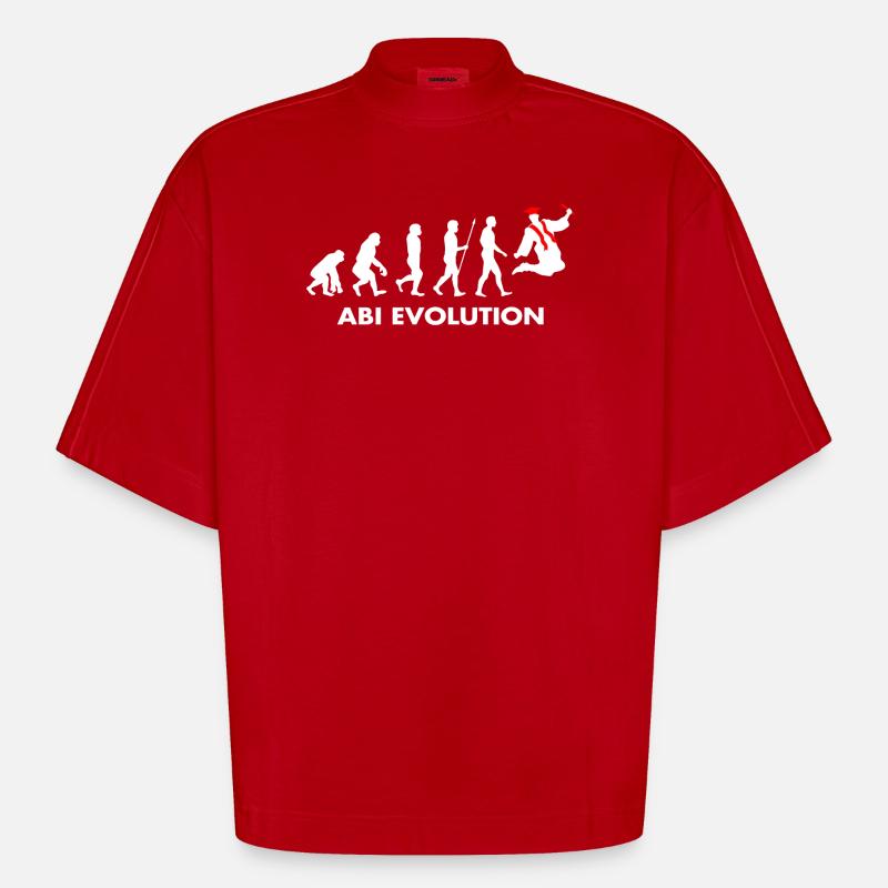 Abitur Abiturient Schulabschluss Evolution Abi - Heavyweight Oversized Organic Boxy T-Shirt Made in EU - Rot