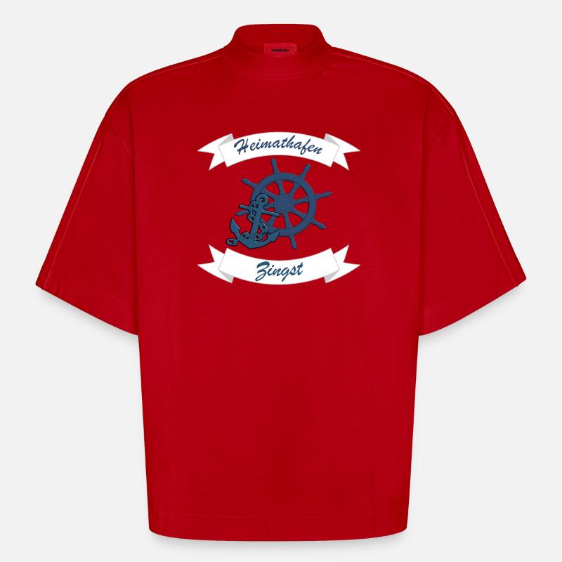 Heimathafen Zingst - Ostsee Darss Geschenk - Heavyweight Oversized Organic Boxy T-Shirt Made in EU - Rot