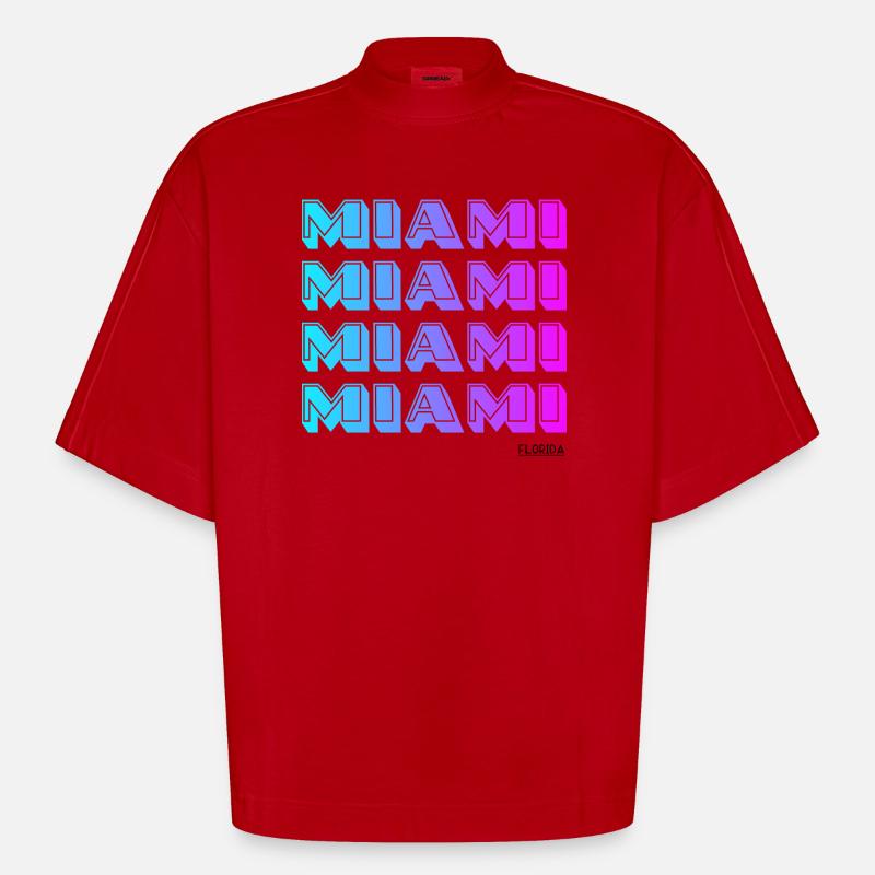 Miami Neon Gradient Muster - Heavyweight Oversized Organic Boxy T-Shirt Made in EU - Rot