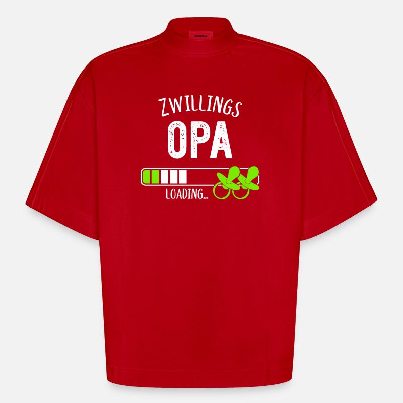 Zwillingsopa Loading Opa Großvater Zwillinge - Heavyweight Oversized Organic Boxy T-Shirt Made in EU - Rot