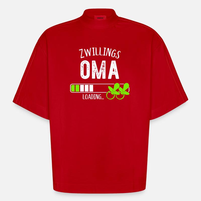Zwillingsoma Loading Oma Großmutter Zwillinge - Heavyweight Oversized Organic Boxy T-Shirt Made in EU - Rot
