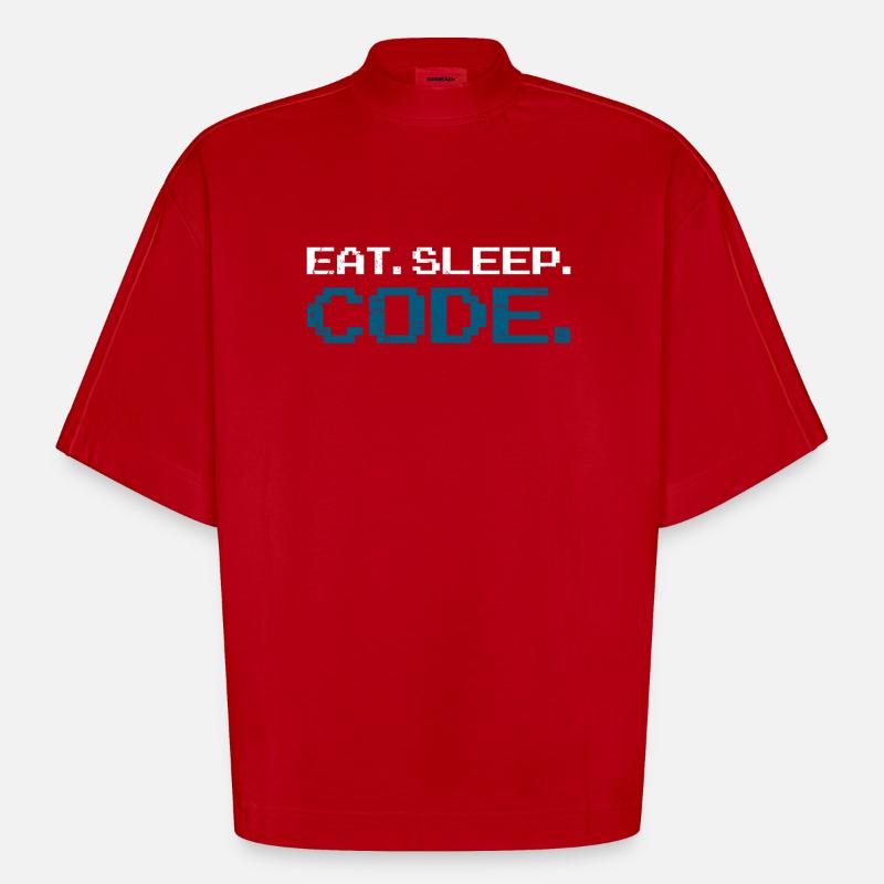 Code de programmation informatique - T-shirt bio épais oversize Boxy fabriqué en UE - rouge