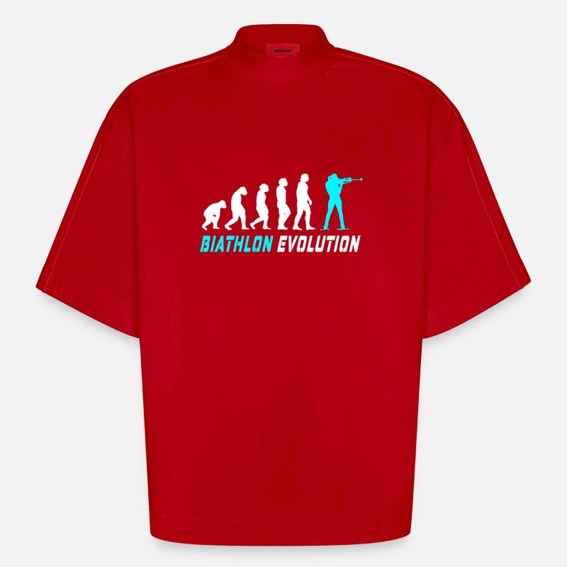 Conception / idée cadeau Evolution biathlon - T-shirt bio épais oversize Boxy fabriqué en UE - rouge