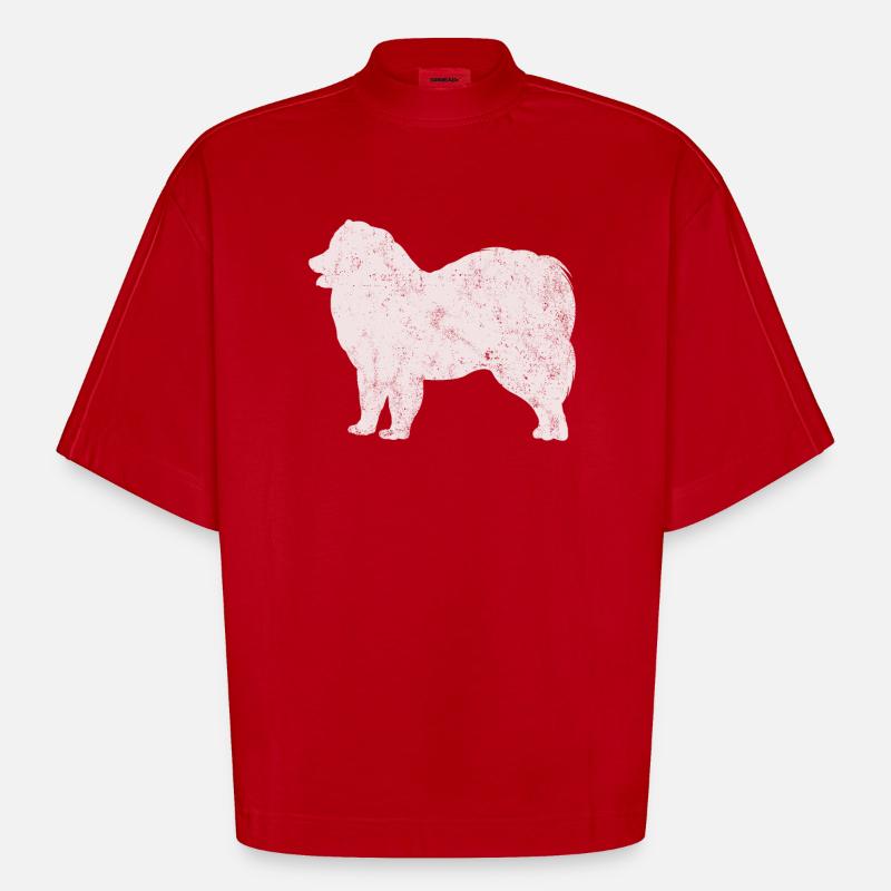 Samoyed Samoyed propriétaire de chien - T-shirt bio épais oversize Boxy fabriqué en UE - rouge