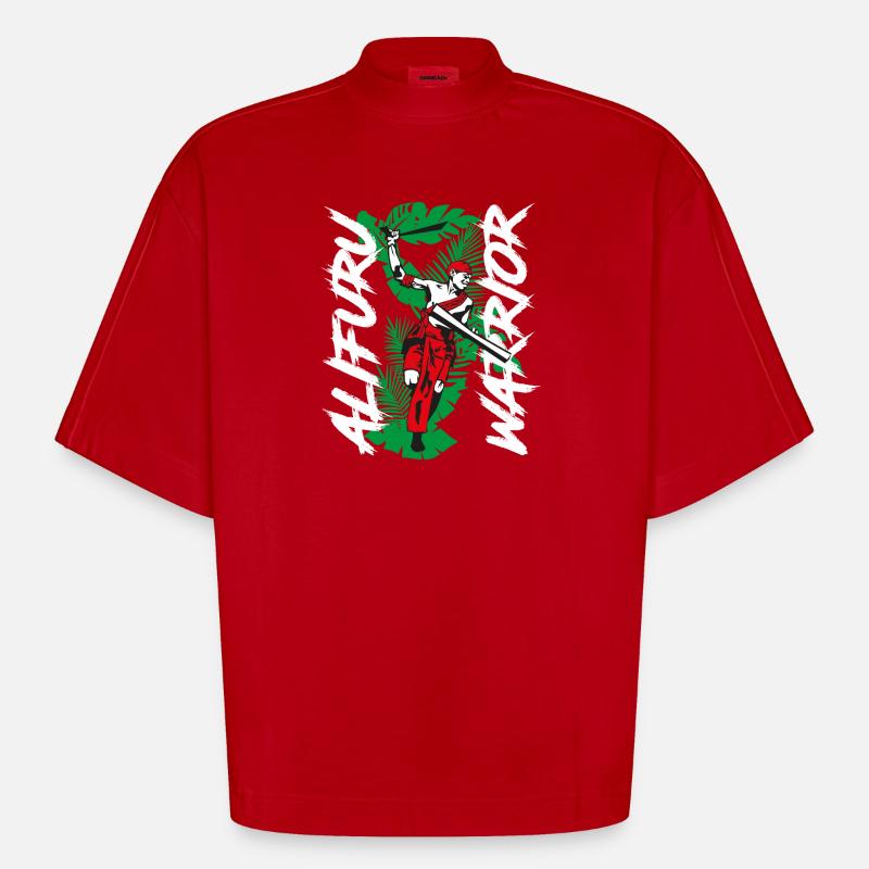 Alifuru Warrior par s2soon - T-shirt bio épais oversize Boxy fabriqué en UE - rouge