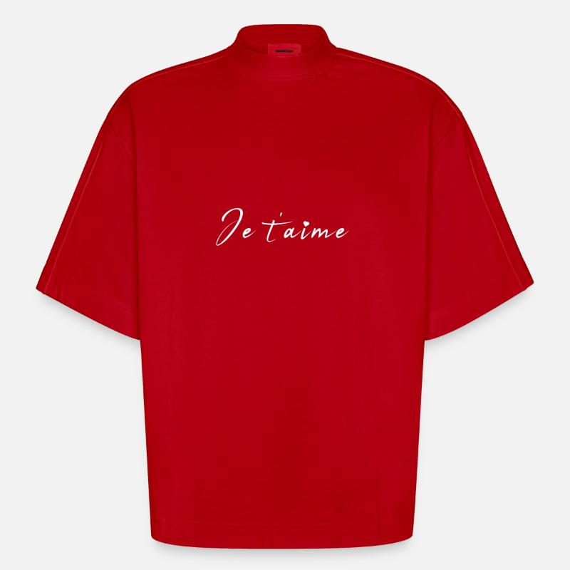 Je t'aime Script Romance - Heavyweight Oversized Organic Boxy T-Shirt Made in EU - Rot