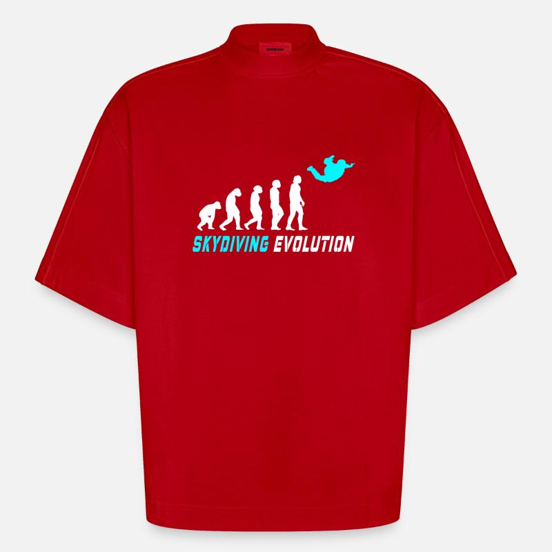 Fallschirm Evolution Design / Geschenkidee - Heavyweight Oversized Organic Boxy T-Shirt Made in EU - Rot