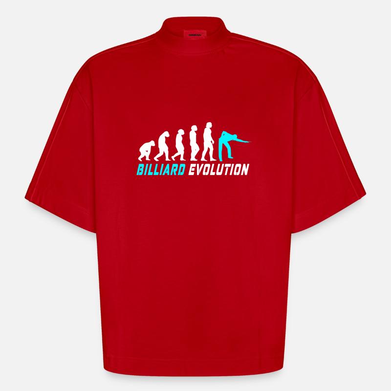 Billard Evolution Design / Geschenkidee - Heavyweight Oversized Organic Boxy T-Shirt Made in EU - Rot