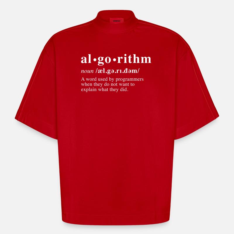 Algorithm Definition - Heavyweight Oversized Organic Boxy T-Shirt Made in EU - red