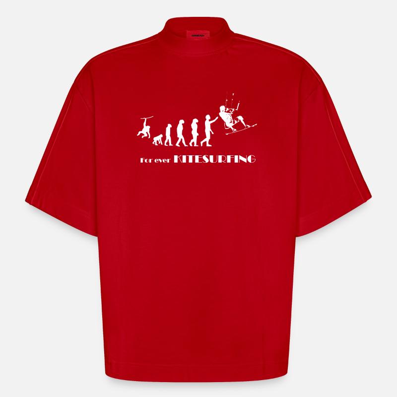 Evolution KITESURFING -SURFER KITESURFER Geschenk - Heavyweight Oversized Organic Boxy T-Shirt Made in EU - Rot