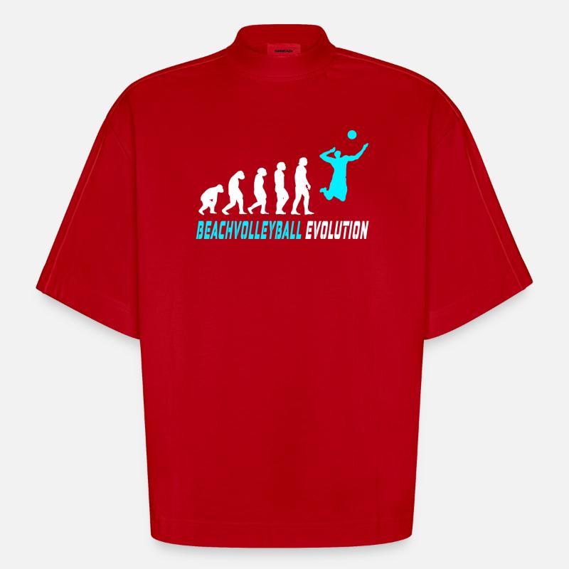 Beachvolleyball Evolution Design / Geschenkidee - Heavyweight Oversized Organic Boxy T-Shirt Made in EU - Rot