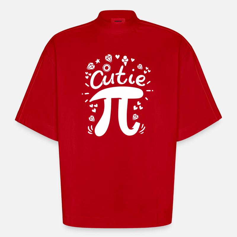 Pi Pi Day Math - Heavyweight Oversized Organic Boxy T-Shirt Made in EU - red