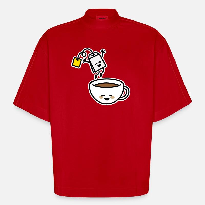 Teebeutel Tee Teetasse Teetrinker Teeliebhaber - Heavyweight Oversized Organic Boxy T-Shirt Made in EU - Rot